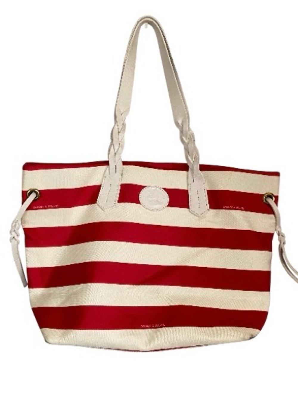 Dooney & Bourke Sullivan Red White Stripe Canvas Tote Beach Carryall Bag - Picture 2 of 8